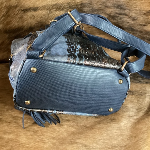 Karla Hanson Blue Backpack Convertible Handbag - Picture 5 of 11